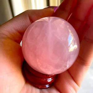 **SOLD Rose quartz sphere with pedestal stand